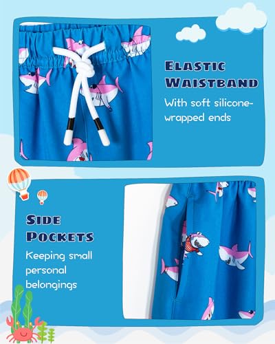 Image of SURF CUZ Boys Swim Trunks with Boxer Brief Liner Toddler Boy Stretch Swimsuit Shorts Quick Dry Swimming Trunks Bathing Suit
