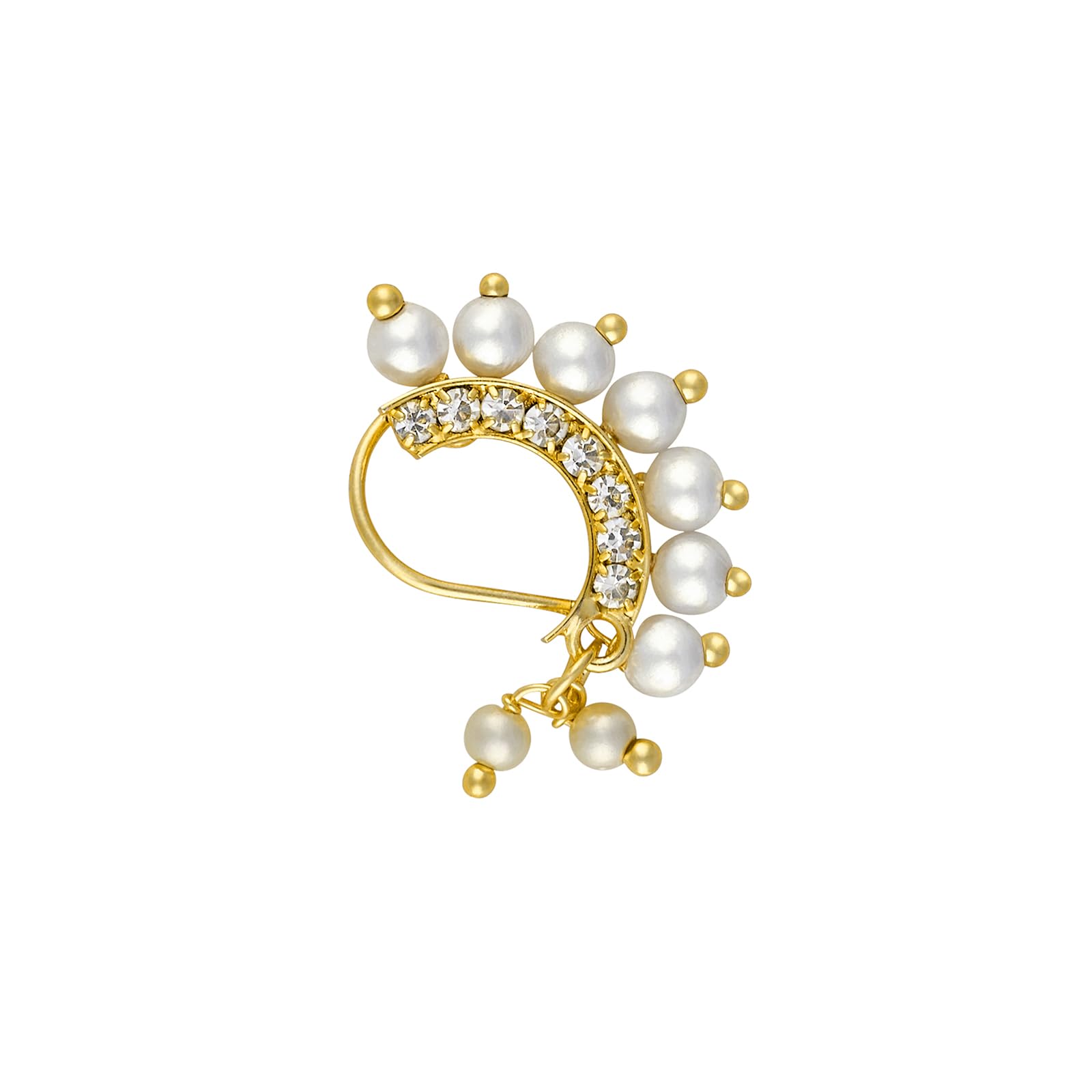 teejh Hamsini Pearl and White stone Nosepin-picture-29