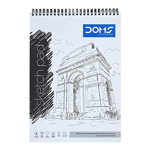 Image of Doms Watercolor Paper Sketch Book Wiro Band Medium Surface Drawing Pad A5 Size 150 Gsm 72 Pages (Pack Of 2)