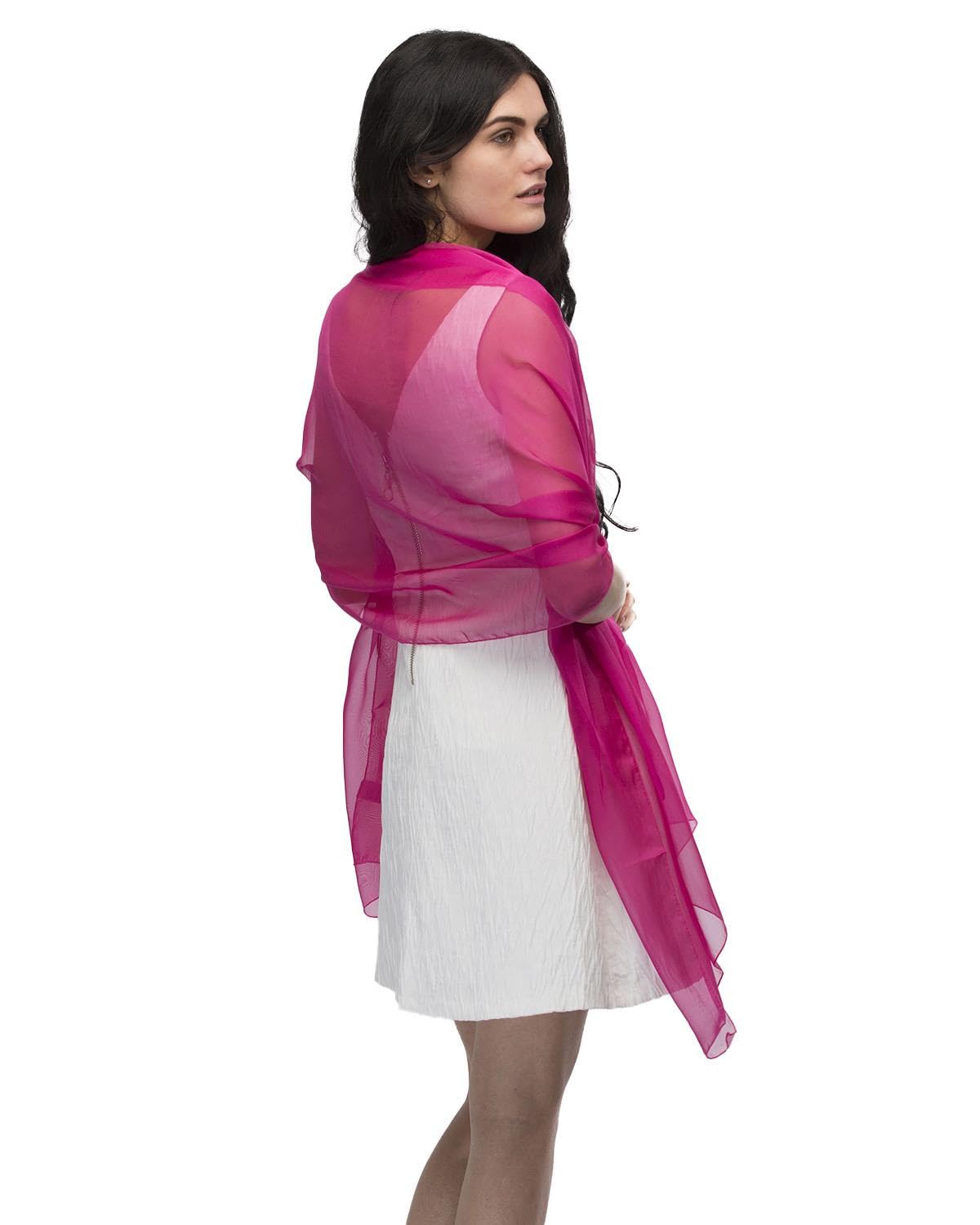 Basic Sense Women's Fuchsia Large Plain Chiffon Shawl Scarf - Vibrant Sheer Accessory For Weddings And Evening Party,