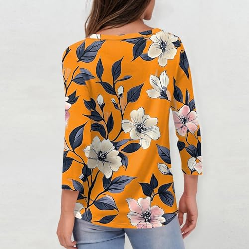 HTHLVMD Womens 3/4 Length Sleeve Tunic Tops Summer Fall Outfits 2025 Three Quarter Sleeve Casual V Neck T Shirts for Women