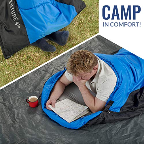 Venture 4Th 3-Season Xl Sleeping Bag, Extra Large – Lightweight, Comfortable, Water Resistant, Backpacking Sleeping Bag For Big And Tall Adults – Ideal For Hiking, Camping & Outdoor – Blue/Black #TOP5