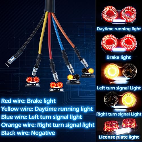 Image of Upgrade 90LEDs Motorcycle Tail Light with Brake & Turn Signal