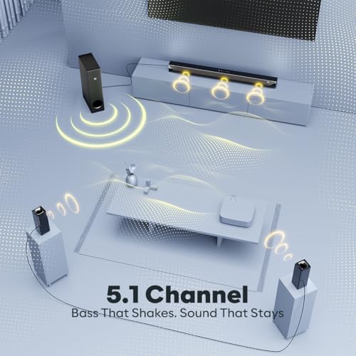 Image of GOVO GoSurround 955 Pro |320W Sound bar, True 5.1 Channel Home Theatre, Mega subwoofer, HDMI, Opt, AUX, USB & Bluetooth, 3 Equalizer Modes, Stylish Remote & LED Display (Black)