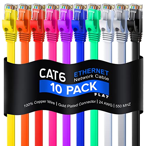 Cable Ethernet Cat6 Plano 10 pies Multicolor 10 unidades miniatura 1