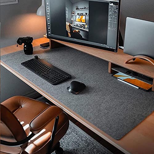 DawnTrees Desk Mat |100x40 cm Felt Desk Pad Protector | Office Felt Desk Mat | Keyboard Pad | Extra Large Mouse Pad (Dark Grey)