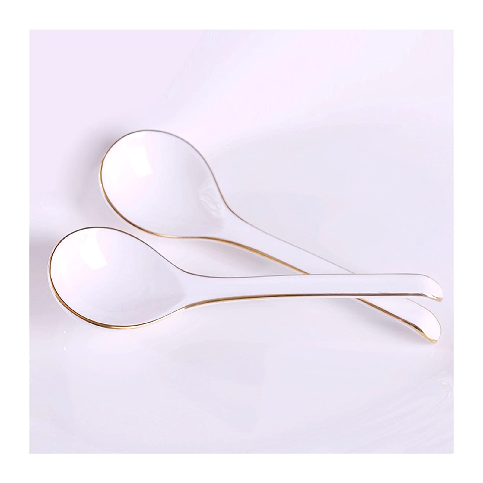 GLigeT Cucharas de Sopa Juego de cucharas Phnom Penh de Porcelana de Hueso, 10 Uds., Cuchara de cerámica Creativa y Bonita for el hogar para el hogar y la Cocina (Size : B)