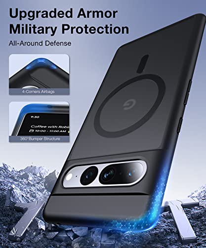 Image of Magnetic for Google Pixel 7 Pro Case [Compatible with MagSafe][Anti-Fingerprint][Slim Fit][Military Shockproof] Translucent Matte Hard Back Pixel 7 Pro 5G Phone Cover 6.7 inch, Black