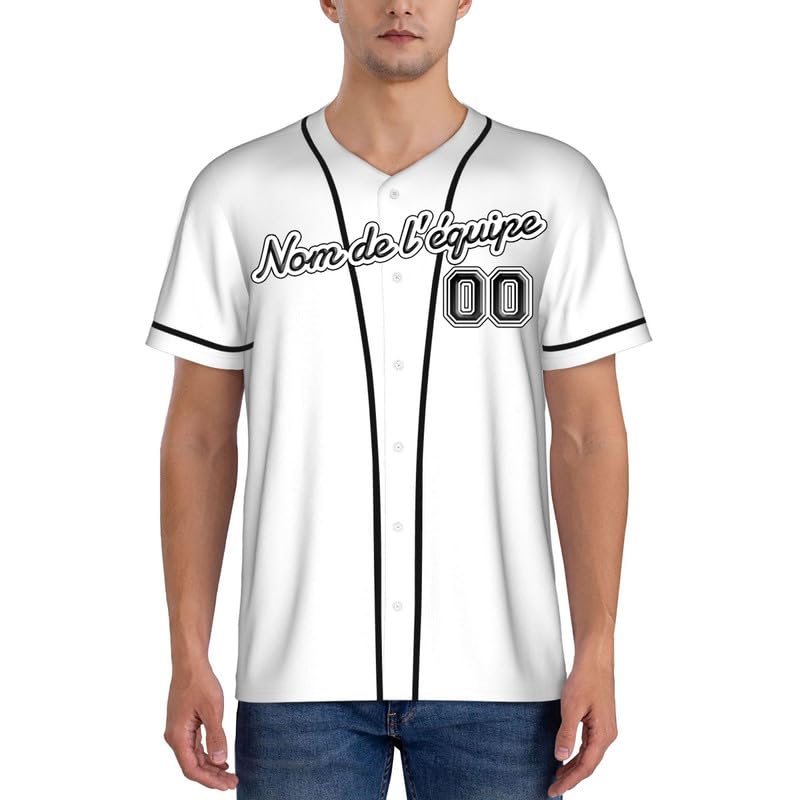 Maillot de Foot personnalisé Jersey Baseball Homme avec Prénom Logo Cadeau Personnalisable S-4XL