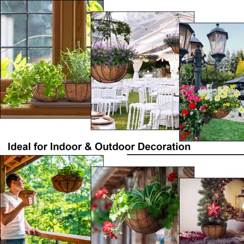 Decorlife 4Pcs Coco Liners For Hanging Baskets, 14-Inch Coconut Fiber Planter Liners, Natural, Thick And Sturdy #TOP5