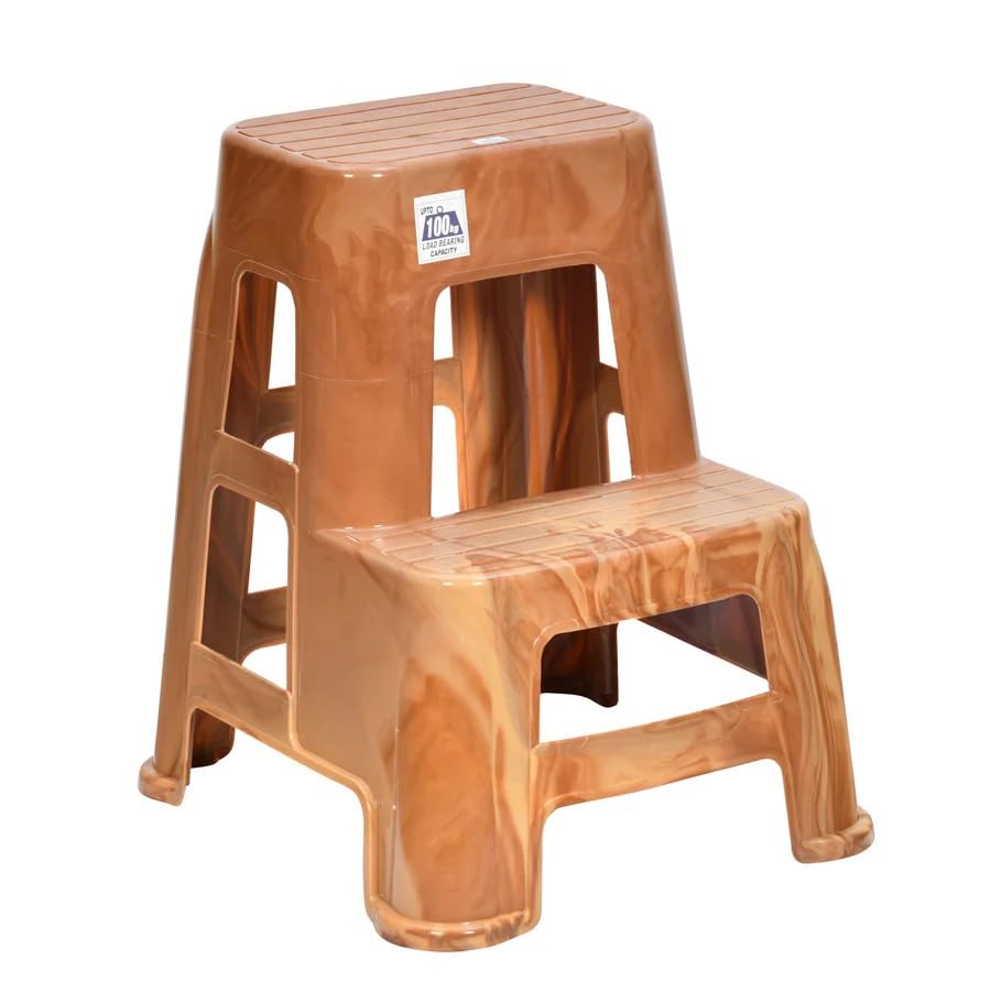 Image of Nilkamal STL21 Step Stool for Home, Bedroom, Bathroom, Kitchen, Living Room, Office, Adult, Kids, Children's and Garden Stool with 100Kg Load Capacity (Pear Wood)