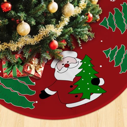 Saia Tapete Base Árvore De Natal, Decoração Papai Noel Enfeite Natalino Luxo, Vermelha, 90cm