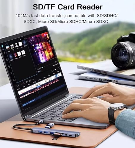 Generic 8-in-1 Dual-Head USB-C Hub with SD/TF Card Reader and Audio - Image 3