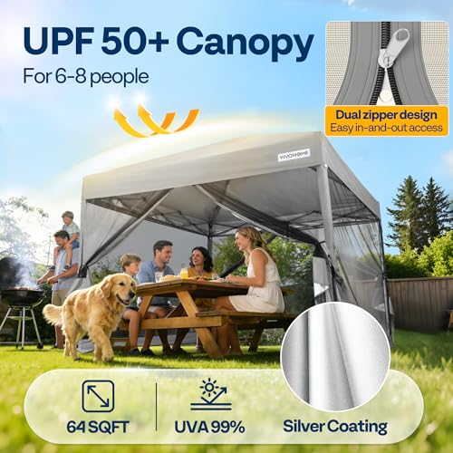 Image of VIVOHOME 8x8ft Outdoor Screen Tent with Mosquito Netting