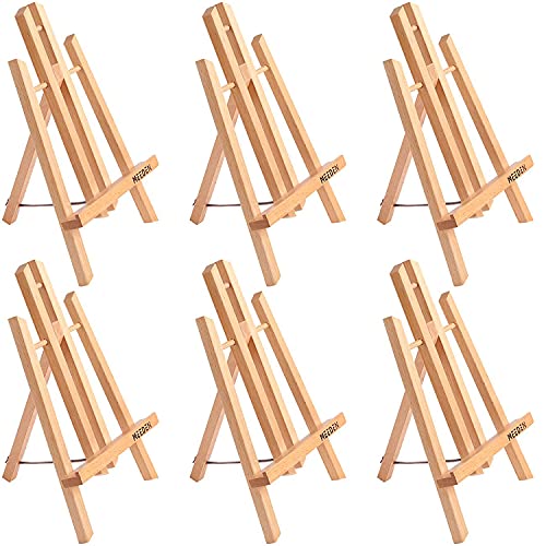 MEEDEN 6-Pcs 12 Small Tabletop Display Easel - Solid Beech Wood Desk Easel Pack, Table Top Pack of Easels for Painting Party or Displaying Craft, Photos, Wedding, Poster Party Memo & Calendar