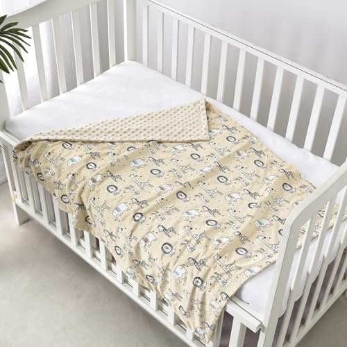 Image of CREVENT Cozy Soft and Warm Mink Baby Blanket, Gift Packing with Ribbon for Newborn Infant Toddler's Crib Cot Stroller, for All Season Use (30 inchX40 inch Zoo)
