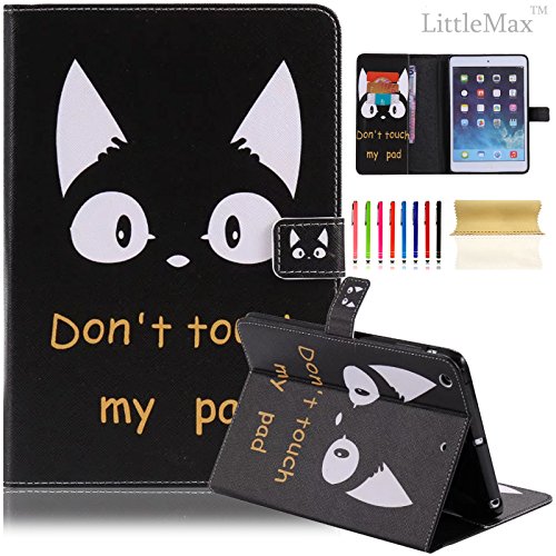 iPad Mini 1/2/3 Case,LittleMax(TM) Smart Kickstand Flip Wallet Case for iPad Mini/Mini 2 with Retina/Mini 3 Leather Protective Case Cover [Free Cleaning Cloth,Stylus]-1 Don't Touch Cat