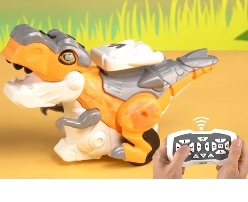 Remote Control RC Dinosaur Electronic Toy Action Figure Moving Walking Robot Roaring Sounds Chomping Mouth Realistic Plastic Model for Kids (Multicolor)