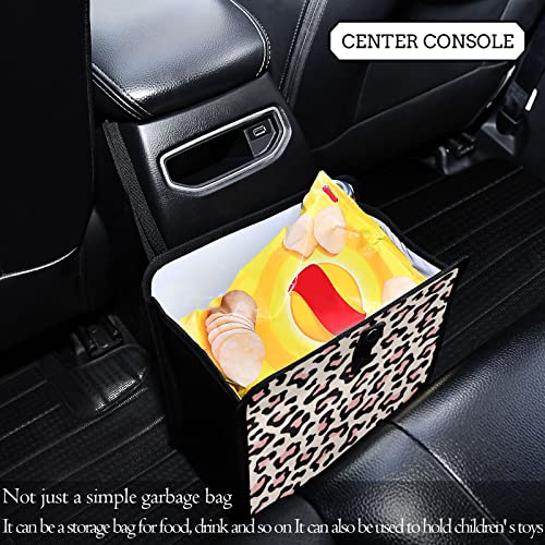 Image of Leopard Pink Car Trash Can, Foldable Hanging Car Trash Bag, Animal Cheetah Print Small Waterproof Car Accessories Garbage Bin (g300184931p857c913s2021)