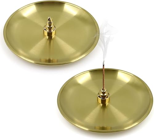 Miniatura 1 de Juego de 2 soportes para quemador de incienso de latón, soporte de incienso de latón con forma de calabaza, soporte de incienso de latón de 9