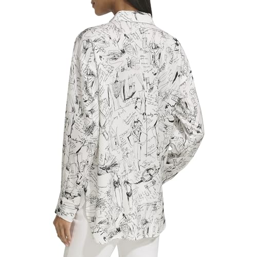 Karl Lagerfeld Paris Women's Sketch Printed Oversize Blouse4