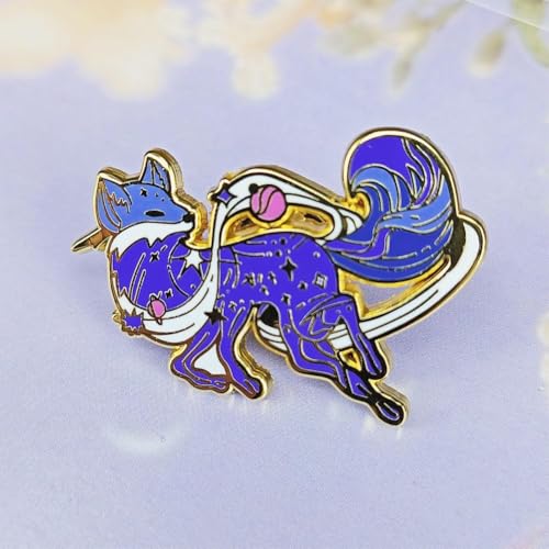 Cosmic Fox Enamel Pin Badge Cute Fox with Glitter Galaxy Background Lapel Pin for Backpack Hat Jacket Bag3