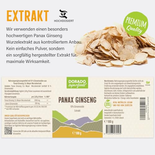 Ginseng-Pulver von Dorado Superfoods – Koreanischer Panax Ginseng