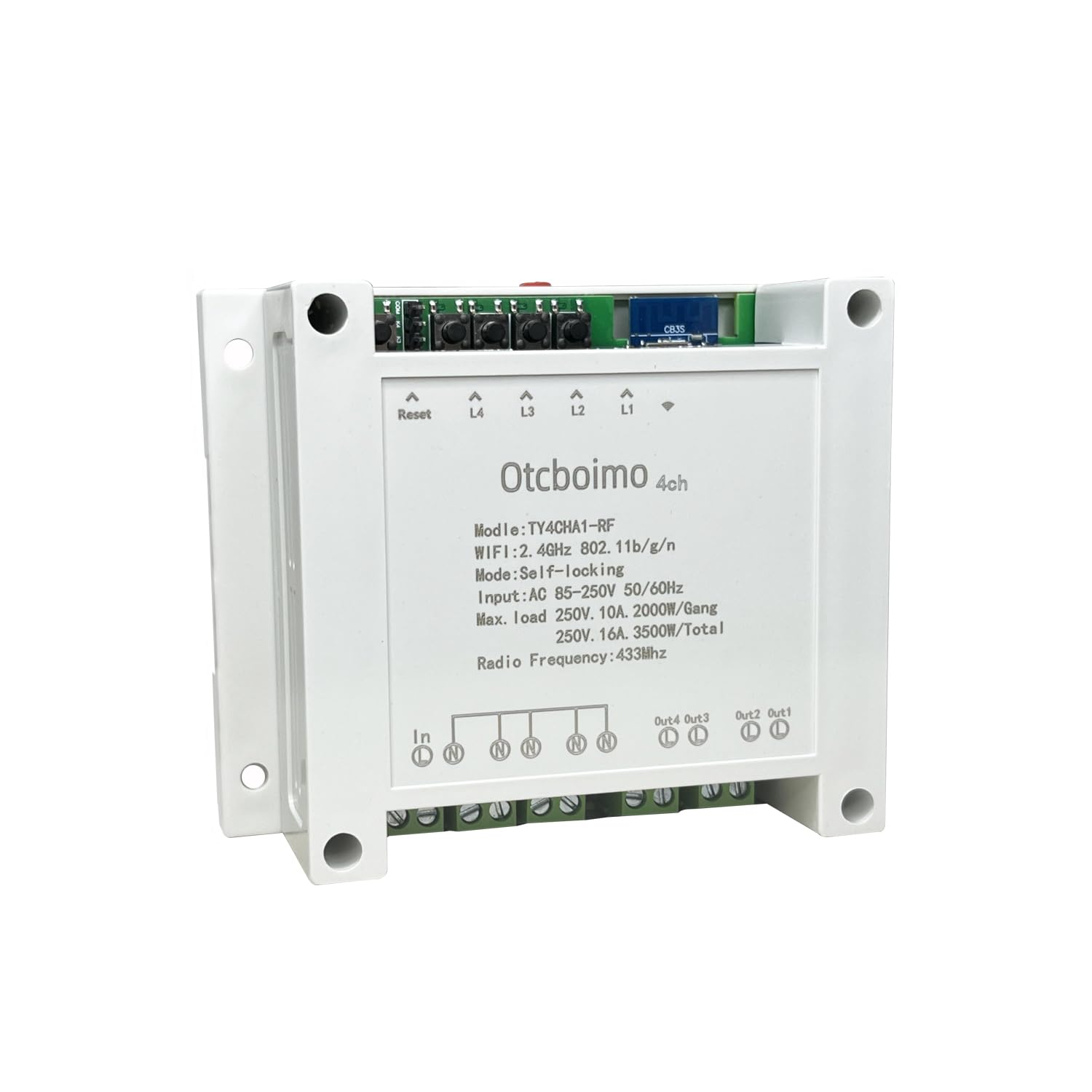 Tuya 4CH Wireless Smart Switch, DIN Rail Mount DIY Module for Smart Home Automation, Smart Life APP, Remote Control, Timer, Compatible with Alexa &