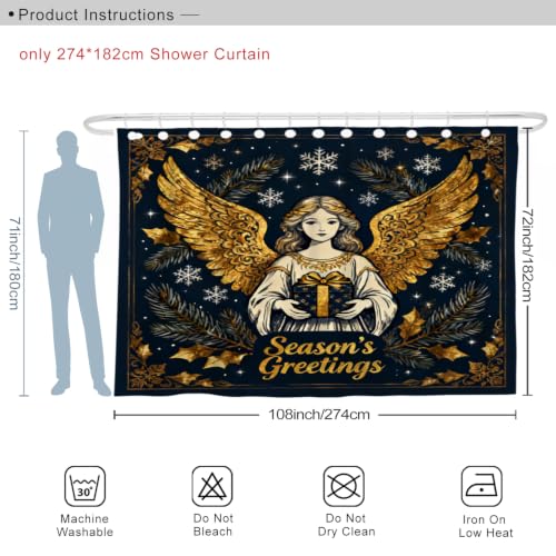 Rideau de douche extra large polyester 274x183 cm flocon doré - 3