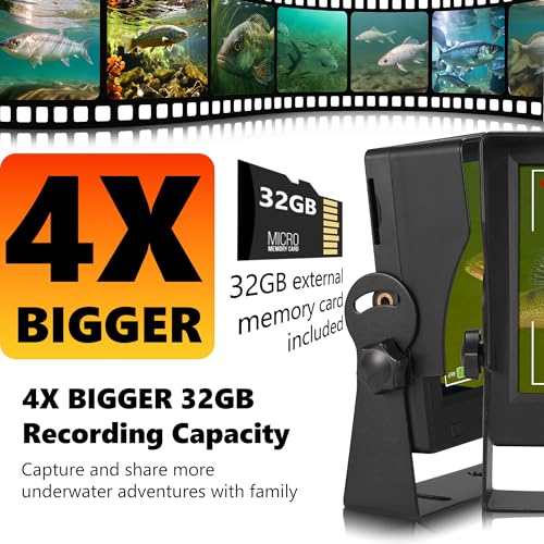 Image of FishPRO Underwater Fishing Camera 7'' 1200TVL DVR-32GB w /Bracket [No Slide-Off] Ice Fishing Camera Underwater w /12pcs IR+12pcs LED, Portable Fish Finder for Lake Kayak Ice Fishing, 20m /65ft
