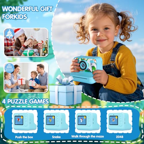 Miniatura 7 de Tebokhad Cámara Instantánea Niños, 1080p 2,4 Hd Camara Fotos Infantil Instantanea Con 32gb Tarjeta, Bolígrafos De Colores Y Papel De Impresión, Camara Fotos Infantil Regalo Para Niños De 3 A 12 Años