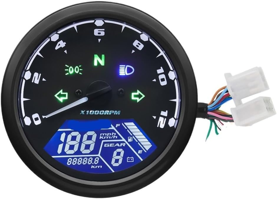Motorcycle Speedometer Universal Motorcycle 12000RMP Tachometer Odometer Tachometer Gauge Motorcycle Digital Dash Panel Dual