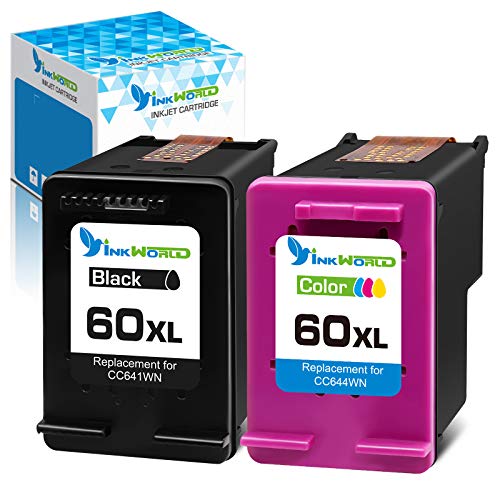 Inkworld Remanufactured for HP 60XL Ink Cartridge Replacement for HP 60 XL Used for PhotoSmart C4700 C4795 C4600 D110a Envy 120 100 114 DeskJet F4235 F4580 F4400 F2430 F4440 Printer(1 Black, 1 Color)