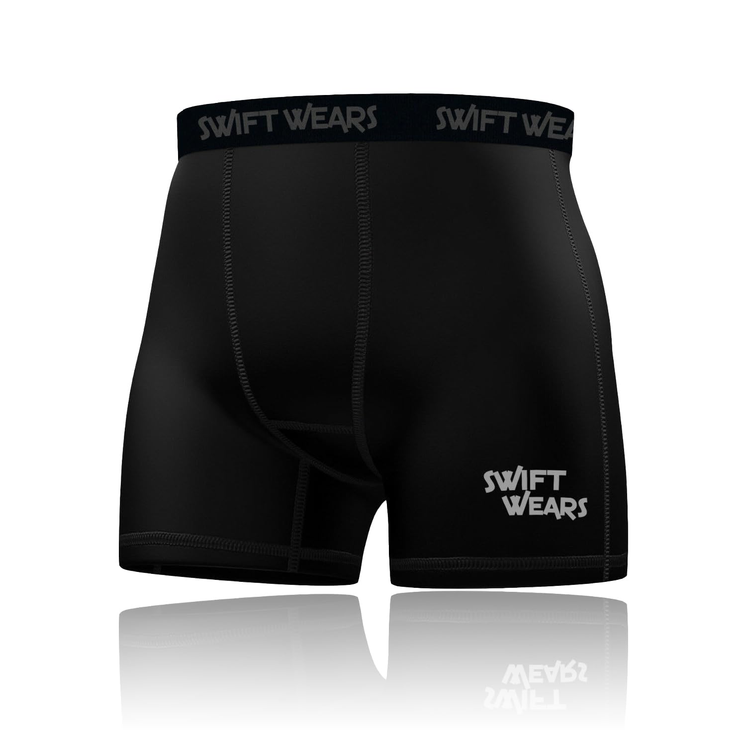 Swift Wear Men's Black ’S Athletic Compression Boxer Briefs – Skin Tight Sports Underwear, Moisture-Wicking Gym Shorts For Workout, Running & Fitness (Uk, Alpha, L, Regular, Regular, )