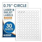 0.75' Circle Printable Labels Compatible with Inkjet and Laser Printers - 30 Sheets, 3240 Matte White Round Stickers for Pricing, Product Labeling, and Custom Tags - Spartan Industrial