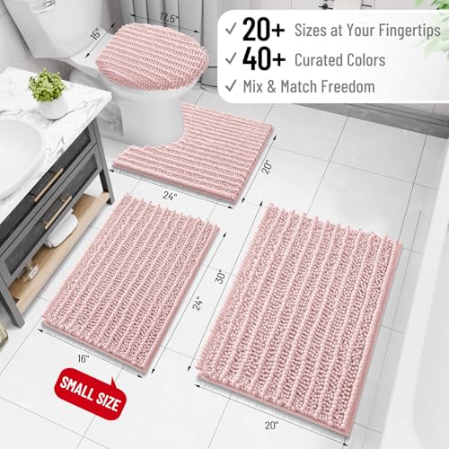 Image of Arotive Luxury Bathroom Rugs 30x20, Extra Soft Thick Absorbent Shaggy Chenille Bath Rugs, Machine Wash Dry, Bath Mats for Bathroom Floor, Tub and Shower, Home Decor Accessories, Dirty Pink