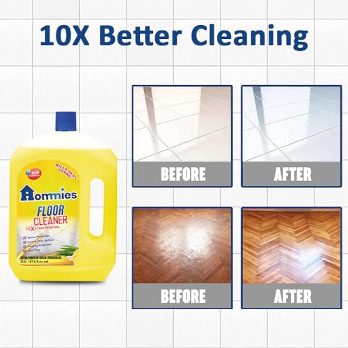 Image of Hommies Disinfectant Surface & Floor Cleaner Liquid, Lemongrass - 2 Litre | 10X Stain Removal & 99.9% Germ Kill | Multi-Surface Cleaner for Marble, Tiles & Wood | Refreshing Herbal Fragrance