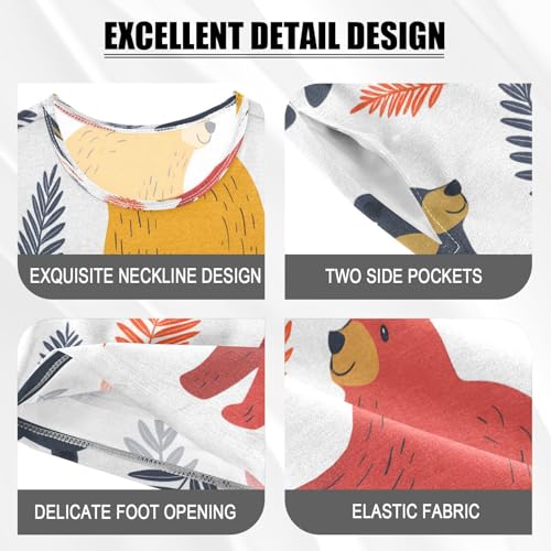 senya Short Sleeve Pajamas Sets Summer Cotton Sleepwear Red Yellow Bear4