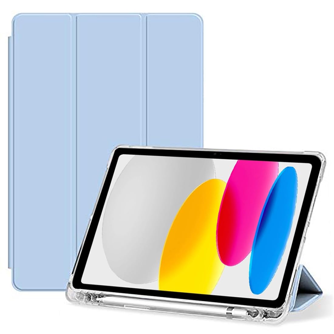 Caseelo [ Translucent Soft Air-Cushioned Back ] Smart Flip Cover Case for Apple iPad 10th Generation 2022 10.9 Inch [ A2696 A2757 A2777 ] [ 10th Gen ] [ Tri-fold Pencil Holder Cover ] - Light Blue (B0C3YT9D5N) Amazon Price History, Amazon Price Tracker