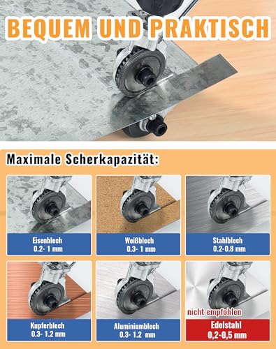 Blikschaar, elektrische knabbelsnijder voor accuschroevendraaier, metalen Nibbler Drill Attachment, metalen knabbels, geschikt voor 12 V, 21 V lithium boormachine voor het snijden van ijzer, staal - Afbeelding 6