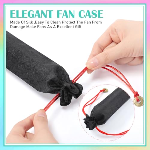 Image of Maitys Large Rave Fan Folding Handheld Fans 13'' Clap Fans for Line Dancing Clack Fan Holographic Festival Accessory for Martial Art Gift Performance, Includes 2 Pouch