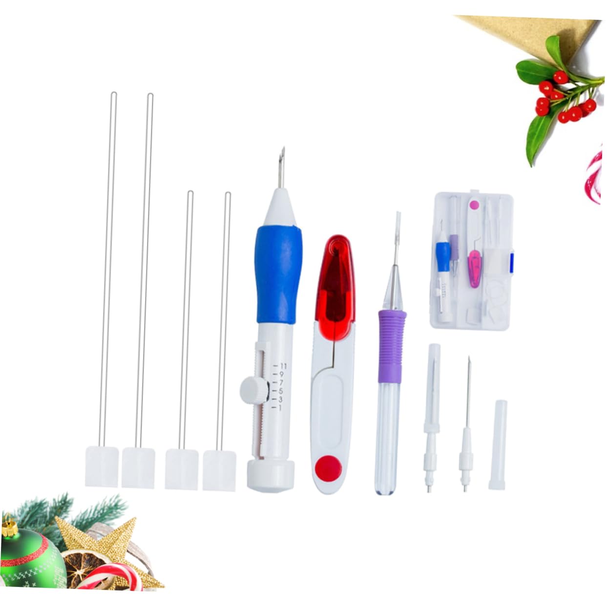 3stücke DIY Stanznadel Stickerei Set Einstellbares Werkzeug Für Anfänger Nadeln Und Stickgarn Für Kreative Handarbeiten Und Heimdekoration