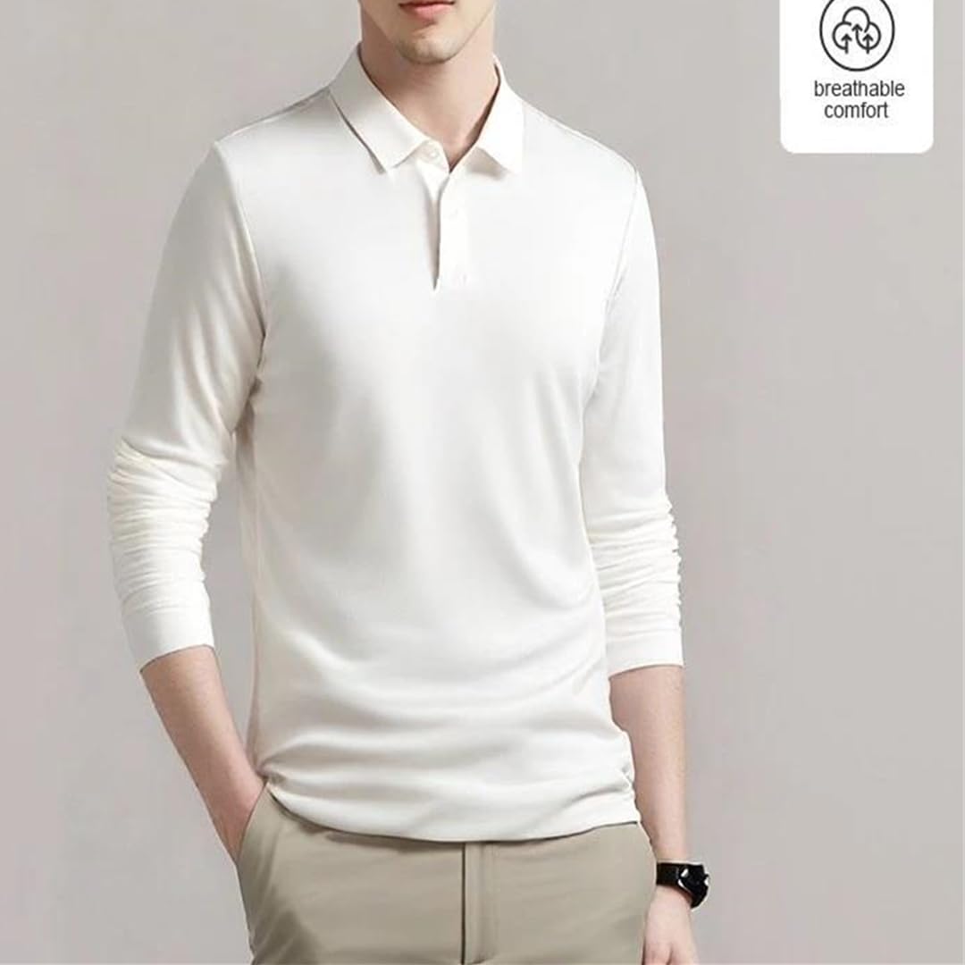 Polo da uomo a maniche lunghe in cotone pullover su misura classica per tutti i giorni