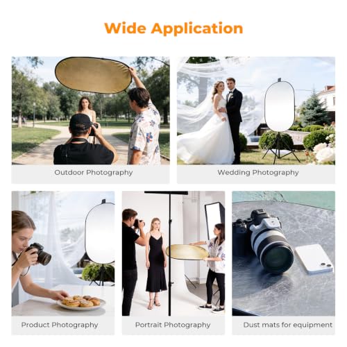 Image of K&F Concept 24 inch x36 inch 5-in-1 Oval Foldable Reflector, with Carrying Bag