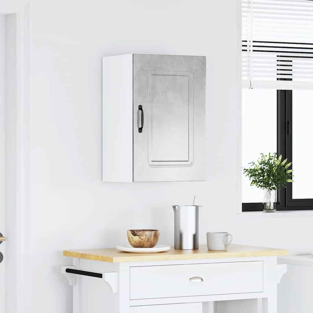 Küchen-Hängeschrank Kalmar, Wandschrank in Betongrau aus Holzwerkstoff, kompakter Küchenschrank mit Stauraum, 40 x 31 x 60 cm, Wandregal zur Küchenorganisation