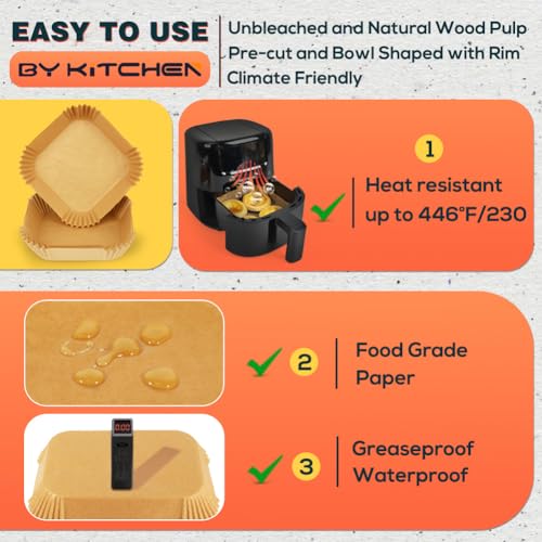 Image of BYKITCHEN Air Fryer Liners for Cosori Small /Chefman Mini /Midea /Daewoo Compact 2L, 120PCS 5.5Inch Disposable Parchment Paper Air Fryer Liner, Nonstick Kitchen Accessories for Single AirFryer Baskets