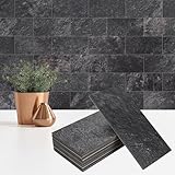 StyloVue 100 Pieces Peel and Stick Backsplash for Kitchen, 3' x 6' PVC Subway Tile 2025 Upgraded Graphite Stone Backsplash Stick on Tile Elevate Kitchen Fireplace RV