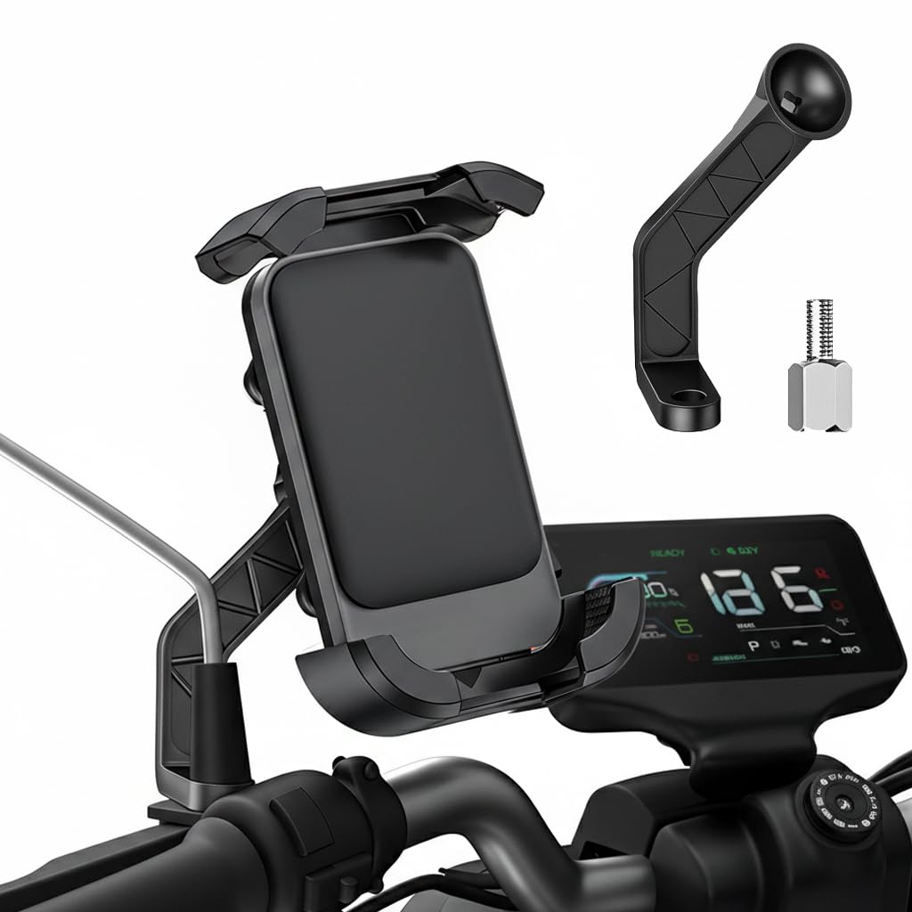 STHIRA® MotoGrip Motorcycle Rear View Mirror Phone Mount Adaptable Holder with Lock Button for one Hand use, Vibration Buffer, 360 Degree rotatable Design for GPS Navigation on scooty or Bike Mirrors-picture-29