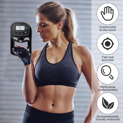 Digitaler Handkraftmessgerät: 396lb/180Kg Hand Dynamometer, Elektronische Griffkraft Messgerät, LED Display Grip Strength Trainer mit USB-Ladekabel, Intelligent Einfühlsam Griffkraftmessgerät