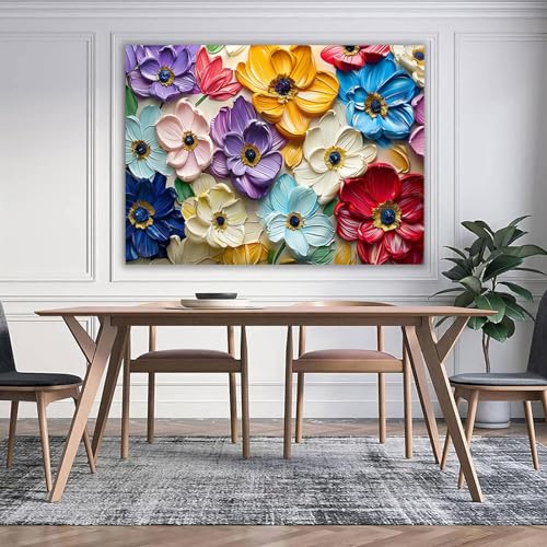 Impression sur toile intissée fleur 3D tableau décoration murale salon
